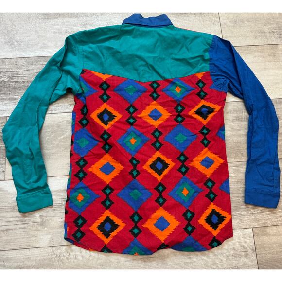 Vintage 90's BOLD Dakota Sunset Made in USA Cowgirl Western Button Down Shirt LG - Picture 2 of 6